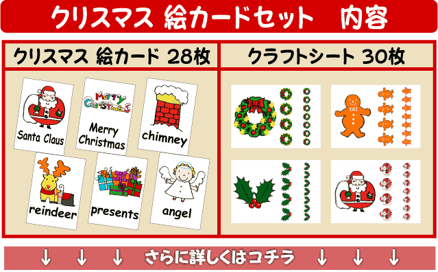 クリスマス英語絵カードセット内容